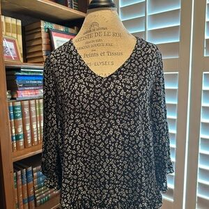 Elegant Black and White Floral Blouse